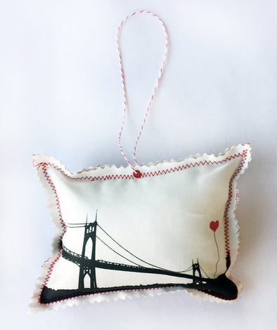 Portland Oregon St. John's Bridge Fabric Ornament - noteify