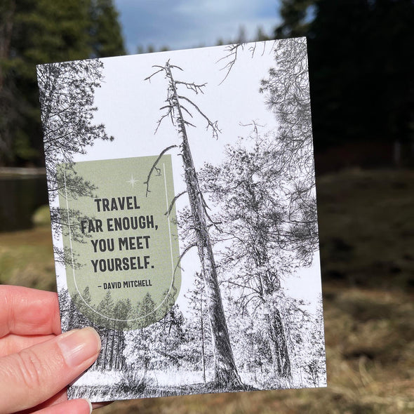 Travel Far Enough Nature Themed 4.25" x 5.5" single note card