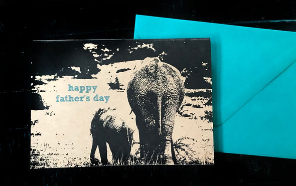 Happy Father's Day Elephants single note card - noteify