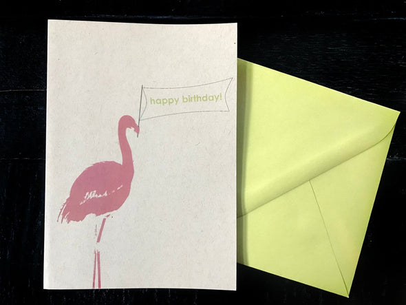 Happy Birthday Flamingo single note card - noteify