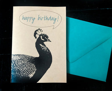Happy Birthday Peacock single note card - noteify