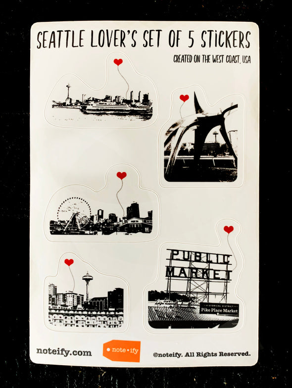 Seattle Lover's Sticker Sheet of 5 Stickers - noteify