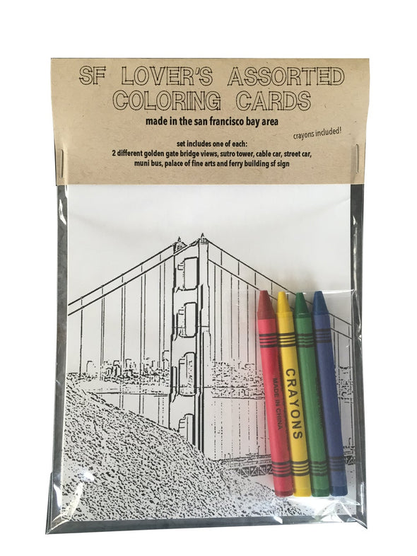 San Francisco Lover's Coloring Cards assorted set of 8 - noteify