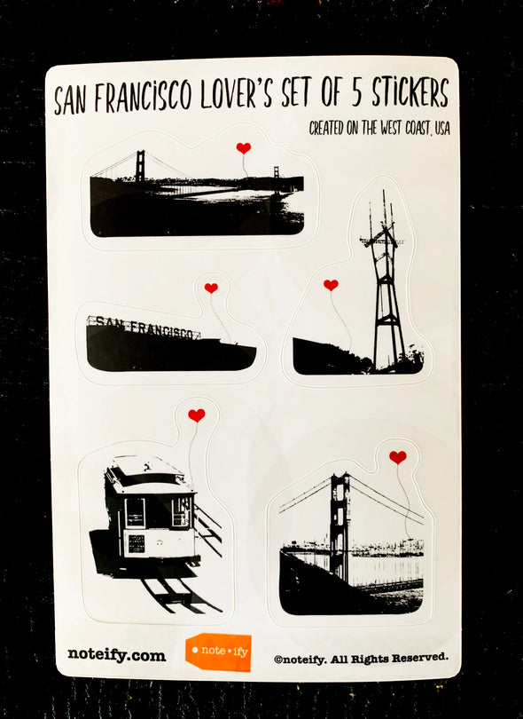 San Francisco Lover's Sticker Sheet of 5 Stickers - noteify
