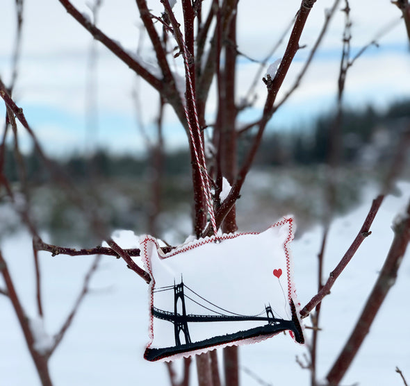 Portland Oregon St. John's Bridge Fabric Ornament - noteify