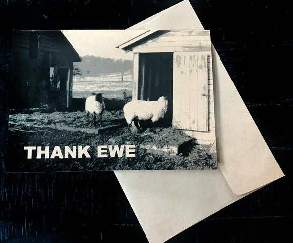 Thank Ewe single kraft note card - noteify