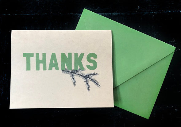 Thank You with Fir set of 8 note cards - noteify
