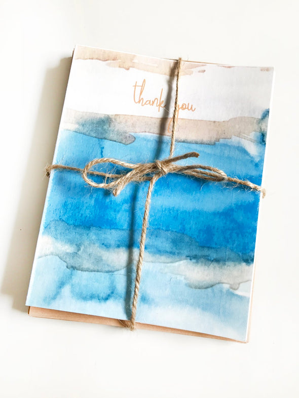 Thank You Blue River Watercolor note card set of 8 - noteify