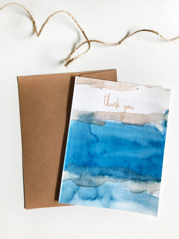 Thank You Blue River Watercolor single note card - noteify