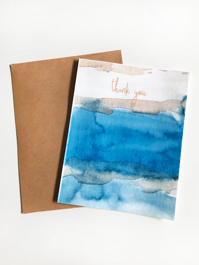 Thank You Blue River Watercolor single note card - noteify