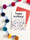 Happy Birthday Confetti Watercolor single note card - noteify