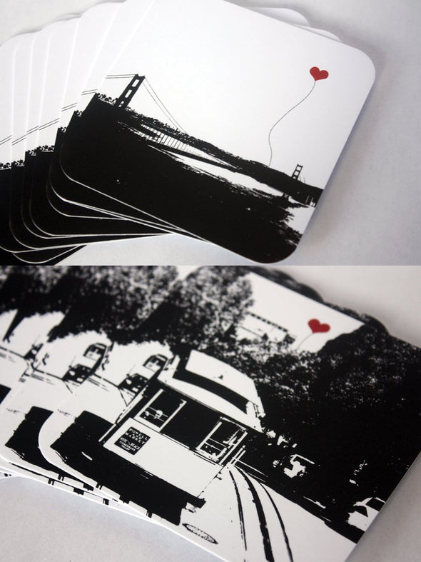San Francisco Lover's Reusable Paper Coasters assorted set of 8 - noteify