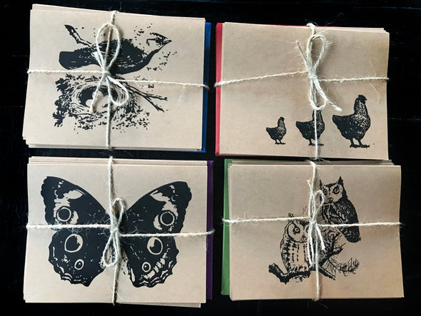 Woodland Animals - set of 8 kraft note cards - noteify